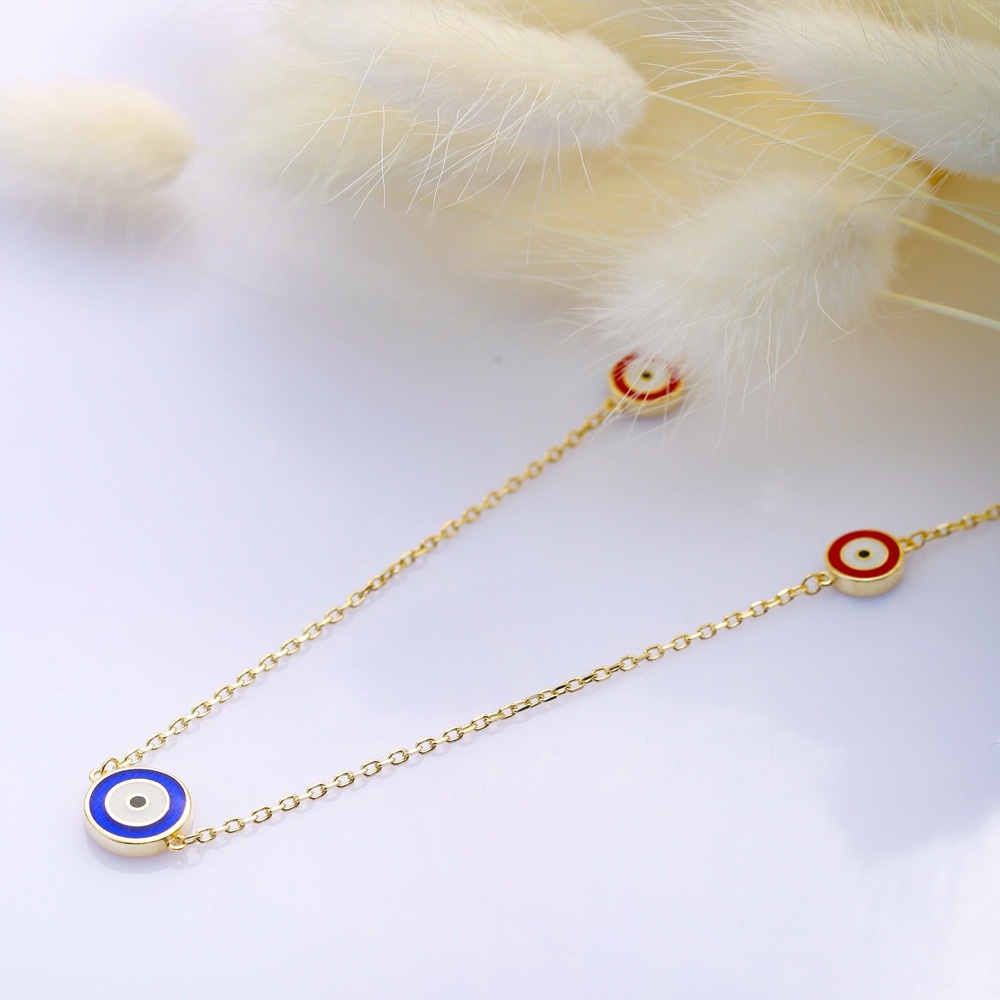 🧿✨ Evil Eye Enamel Silver Necklace OR Necklace + Bracelet Set ✨💎